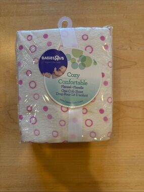 BabiesRUs White Crib Sheet with Pink Polka Dots